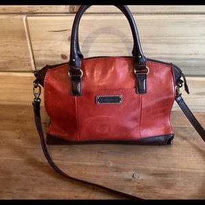 Womens Brown and Red Leather Tignanello Crossbody Purse